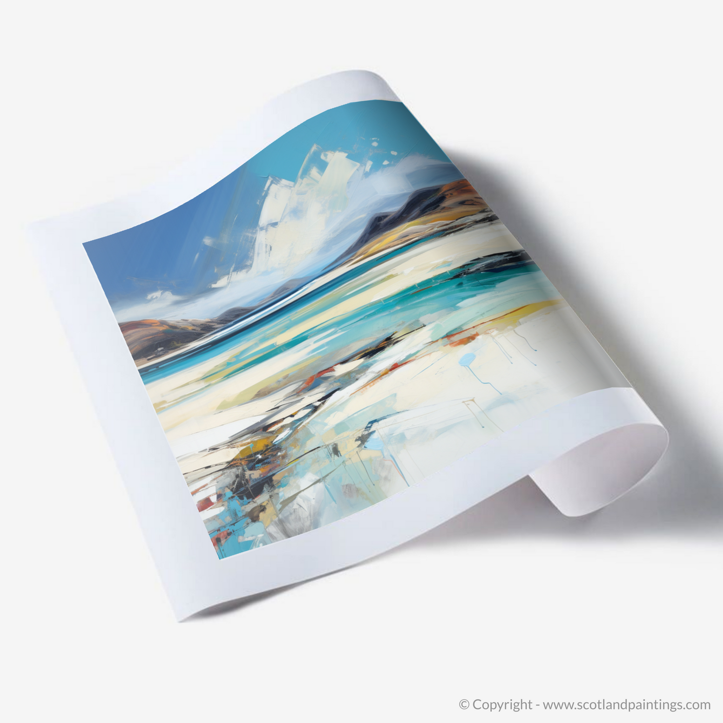 Painting and Art Print of Luskentyre Beach, Isle of Harris. Luskentyre Beach: An Expressionist Ode to the Scottish Shore.