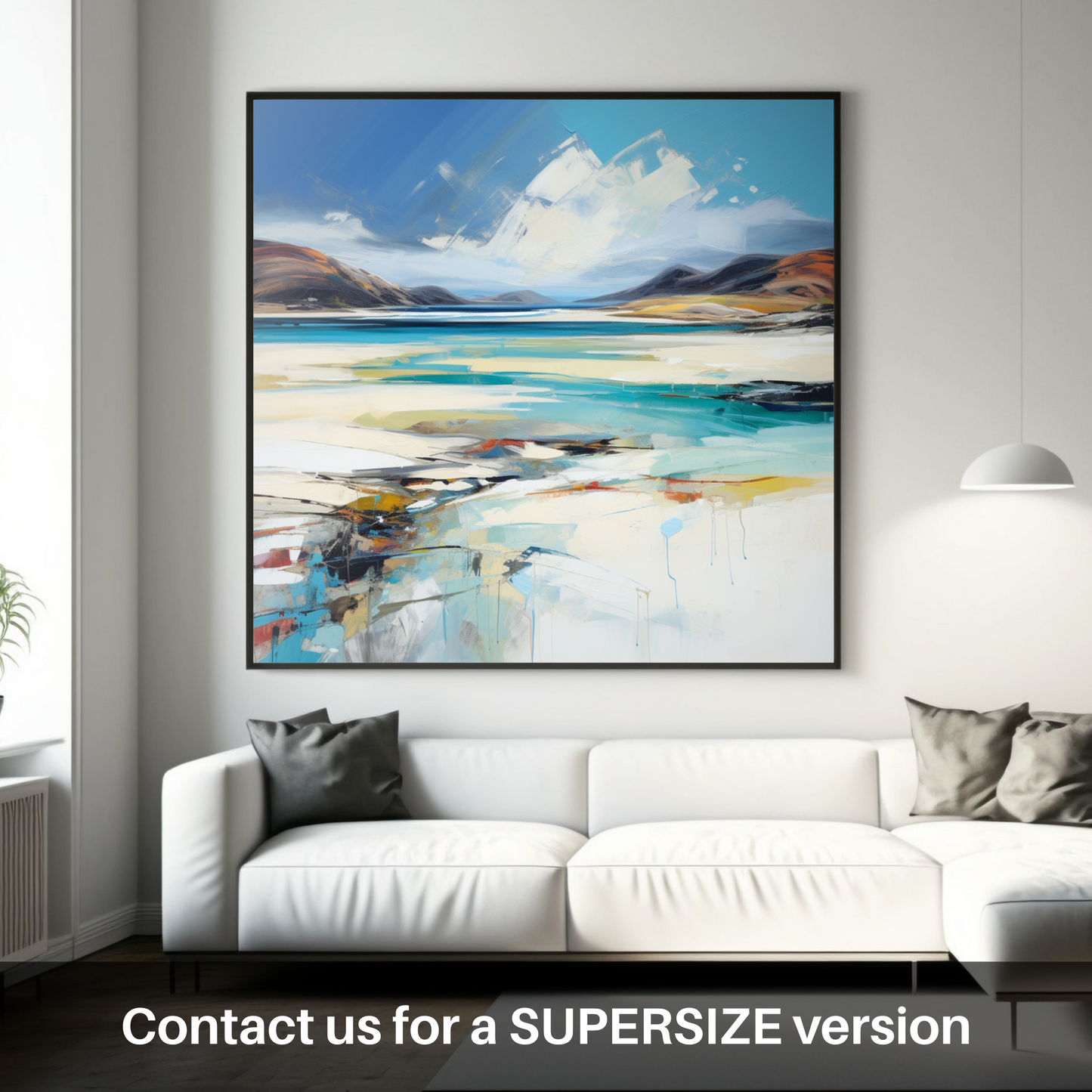 Painting and Art Print of Luskentyre Beach, Isle of Harris. Luskentyre Beach: An Expressionist Ode to the Scottish Shore.