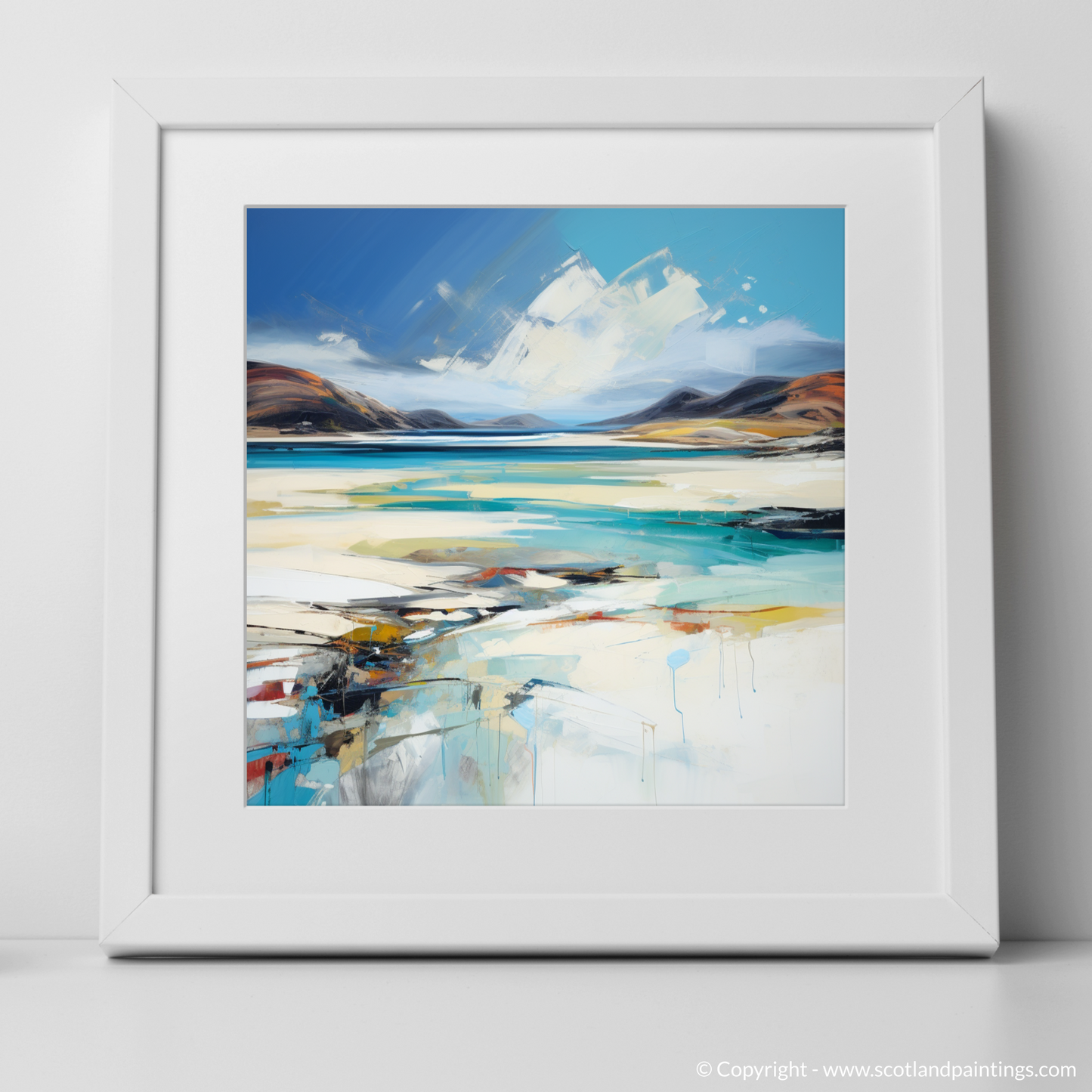 Painting and Art Print of Luskentyre Beach, Isle of Harris. Luskentyre Beach: An Expressionist Ode to the Scottish Shore.