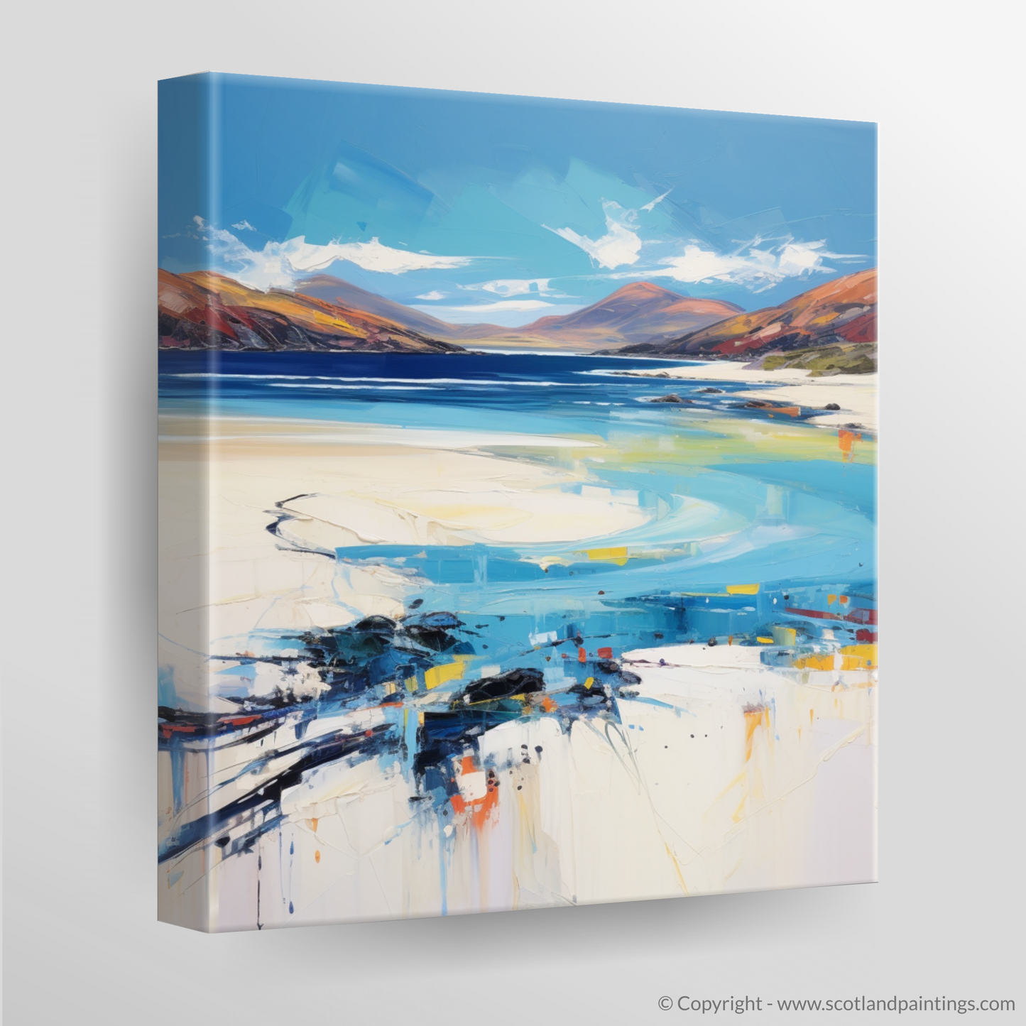 Painting and Art Print of Luskentyre Beach, Isle of Harris. Luskentyre Sands: A Dance of Waves and Dunes.