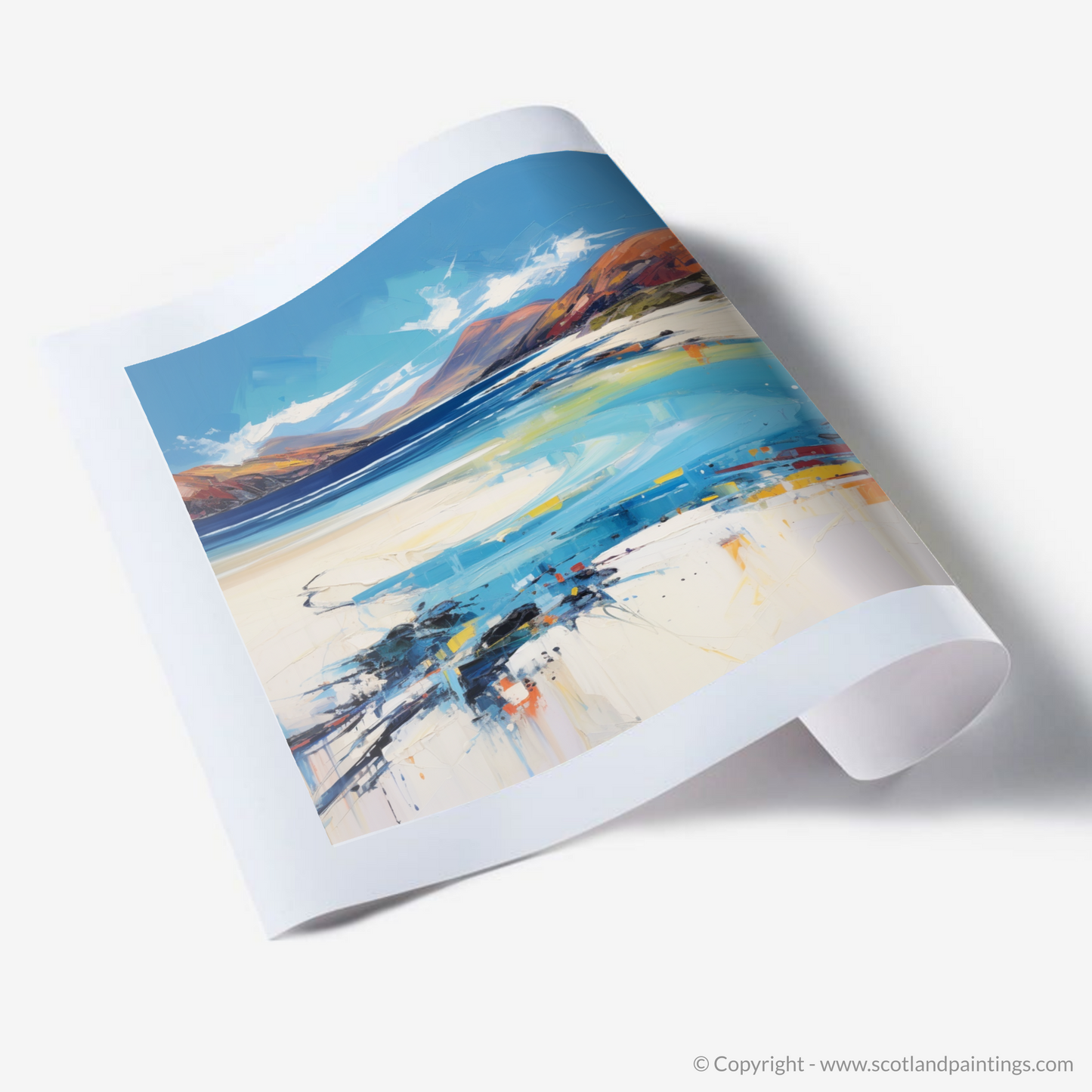 Painting and Art Print of Luskentyre Beach, Isle of Harris. Luskentyre Sands: A Dance of Waves and Dunes.