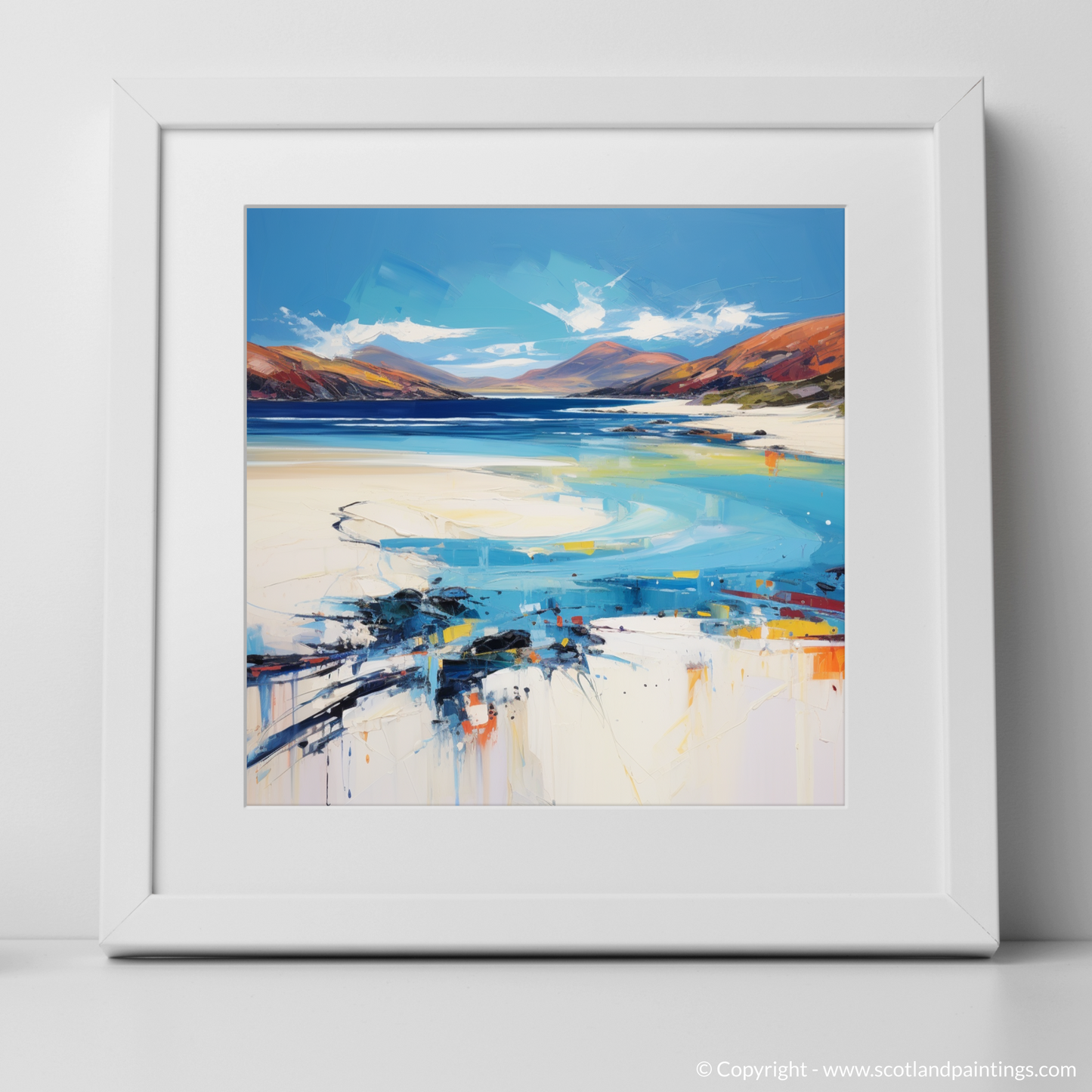 Painting and Art Print of Luskentyre Beach, Isle of Harris. Luskentyre Sands: A Dance of Waves and Dunes.