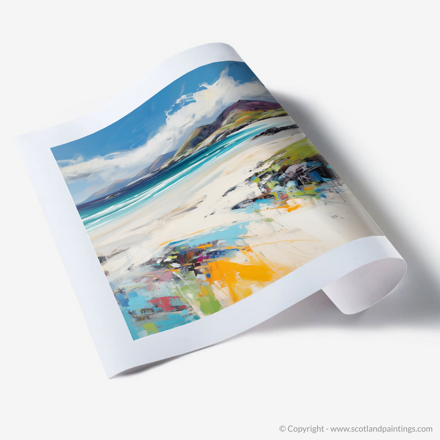 Painting and Art Print of Luskentyre Beach, Isle of Harris. Luskentyre Beach Impressions: An Expressionist Ode to the Outer Hebrides.