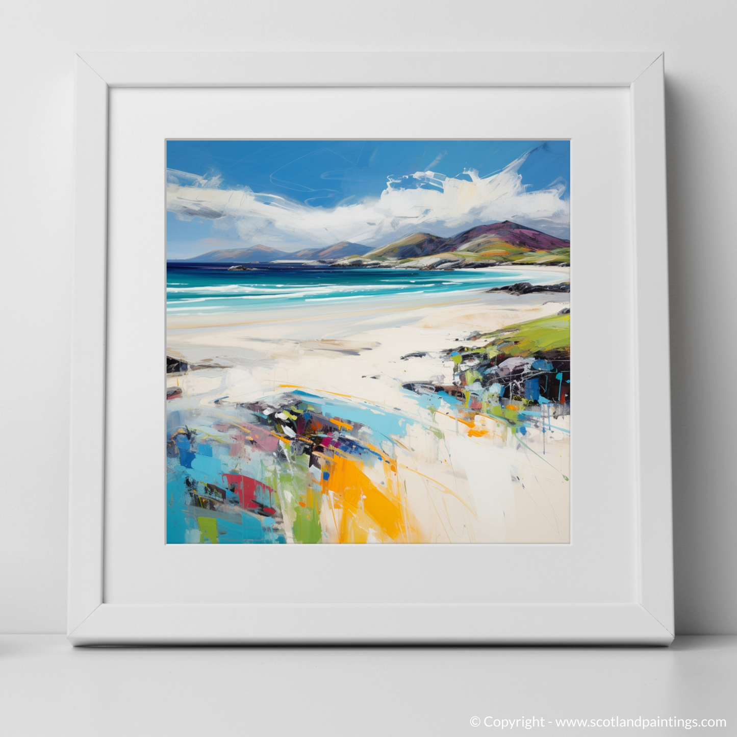 Painting and Art Print of Luskentyre Beach, Isle of Harris. Luskentyre Beach Impressions: An Expressionist Ode to the Outer Hebrides.