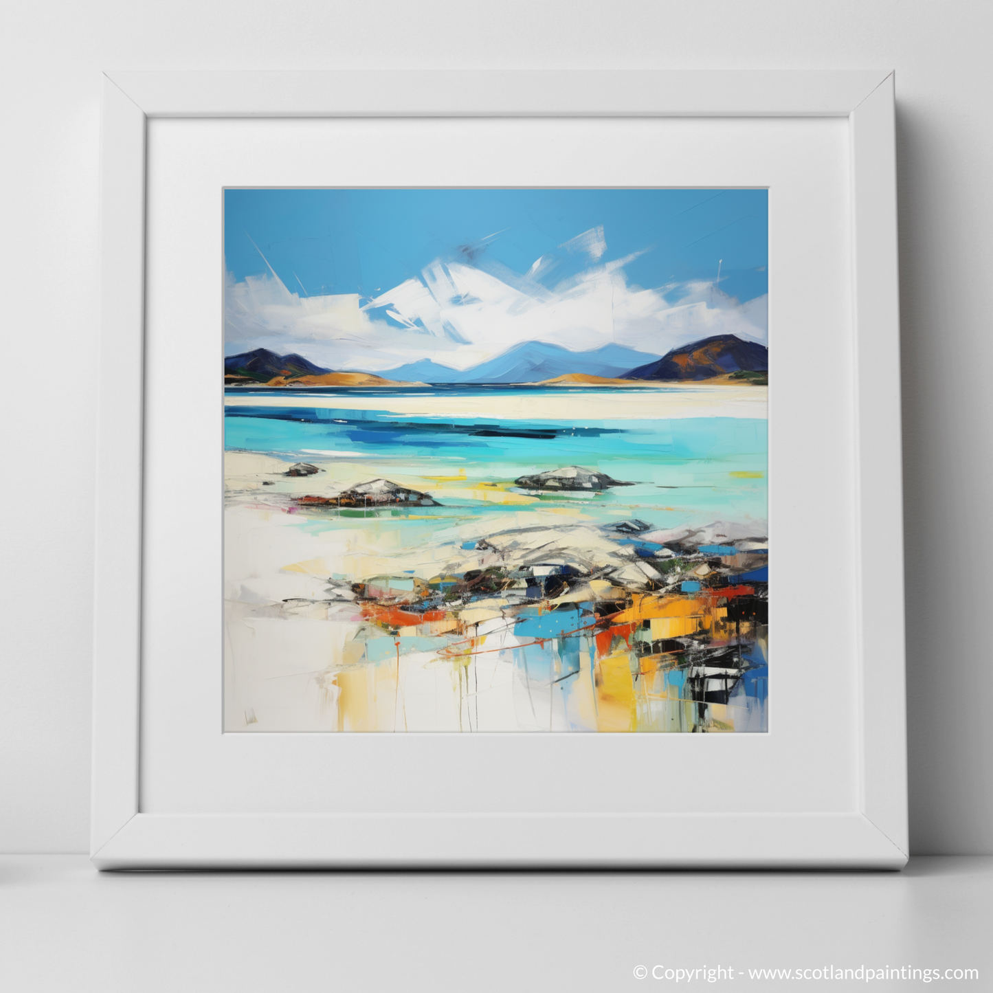 Art Print of Luskentyre Beach, Isle of Harris with a white frame