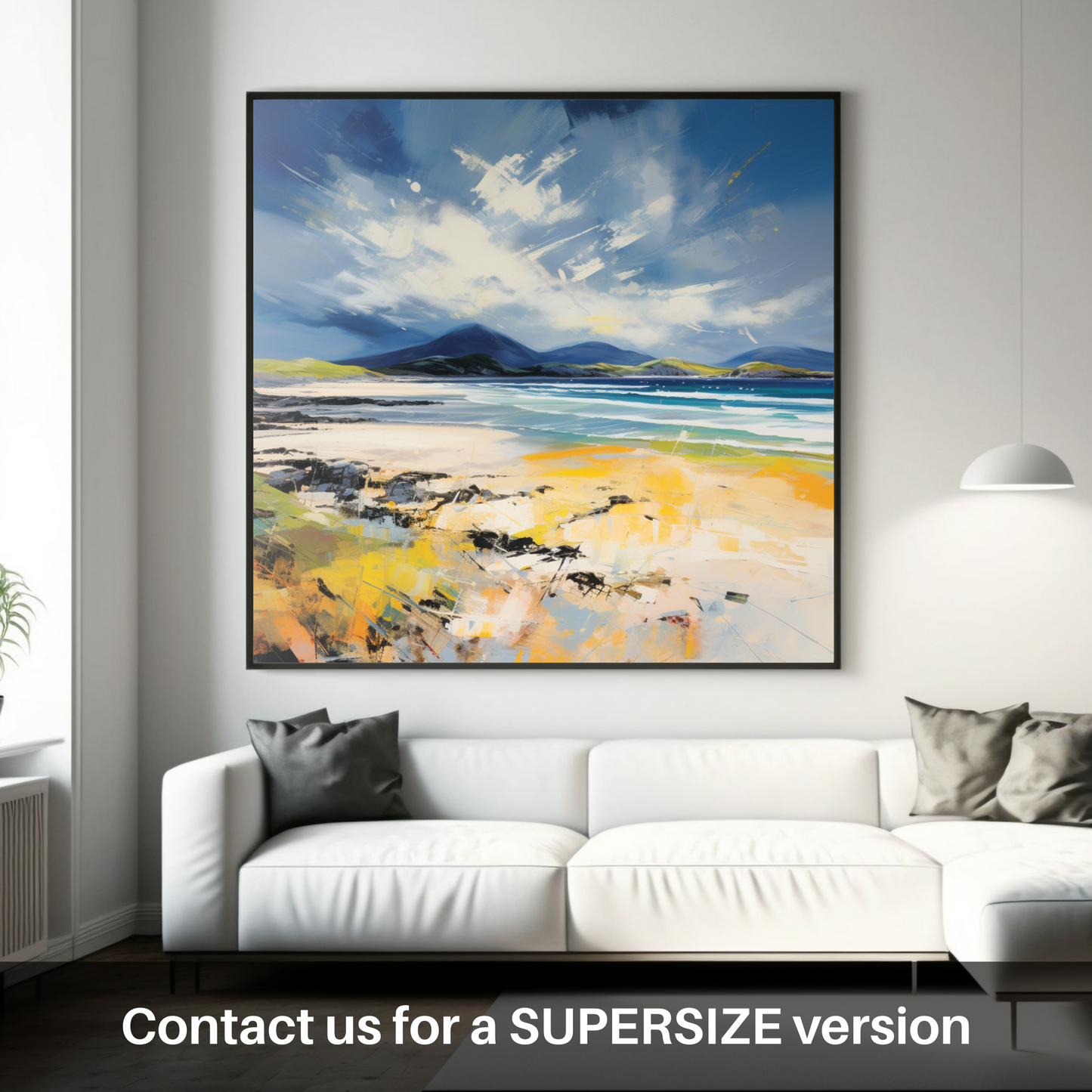 Painting and Art Print of Luskentyre Beach, Isle of Harris. Luskentyre Beach Whispers: An Expressionist Ode to Scottish Shores.