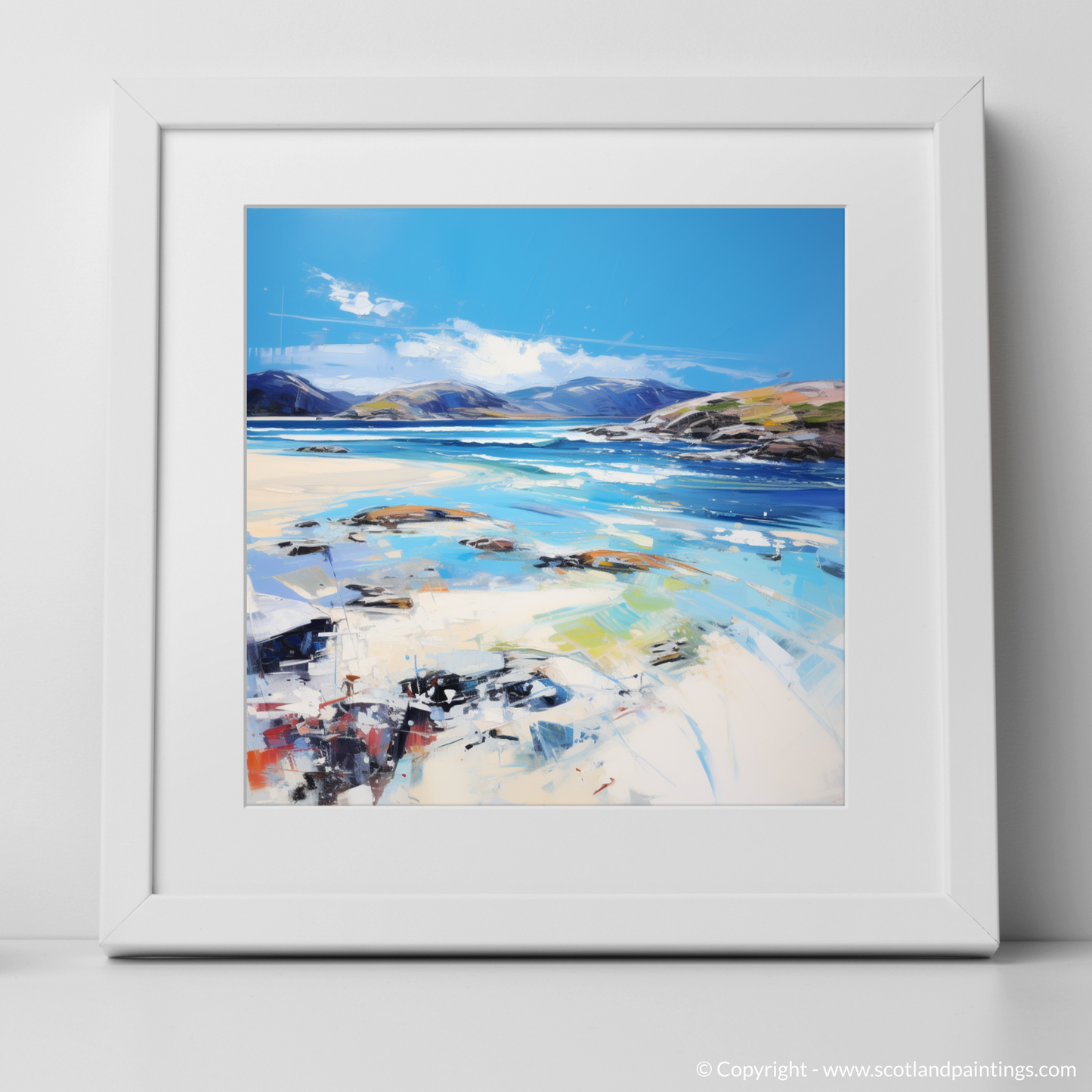 Art Print of Luskentyre Beach, Isle of Harris with a white frame