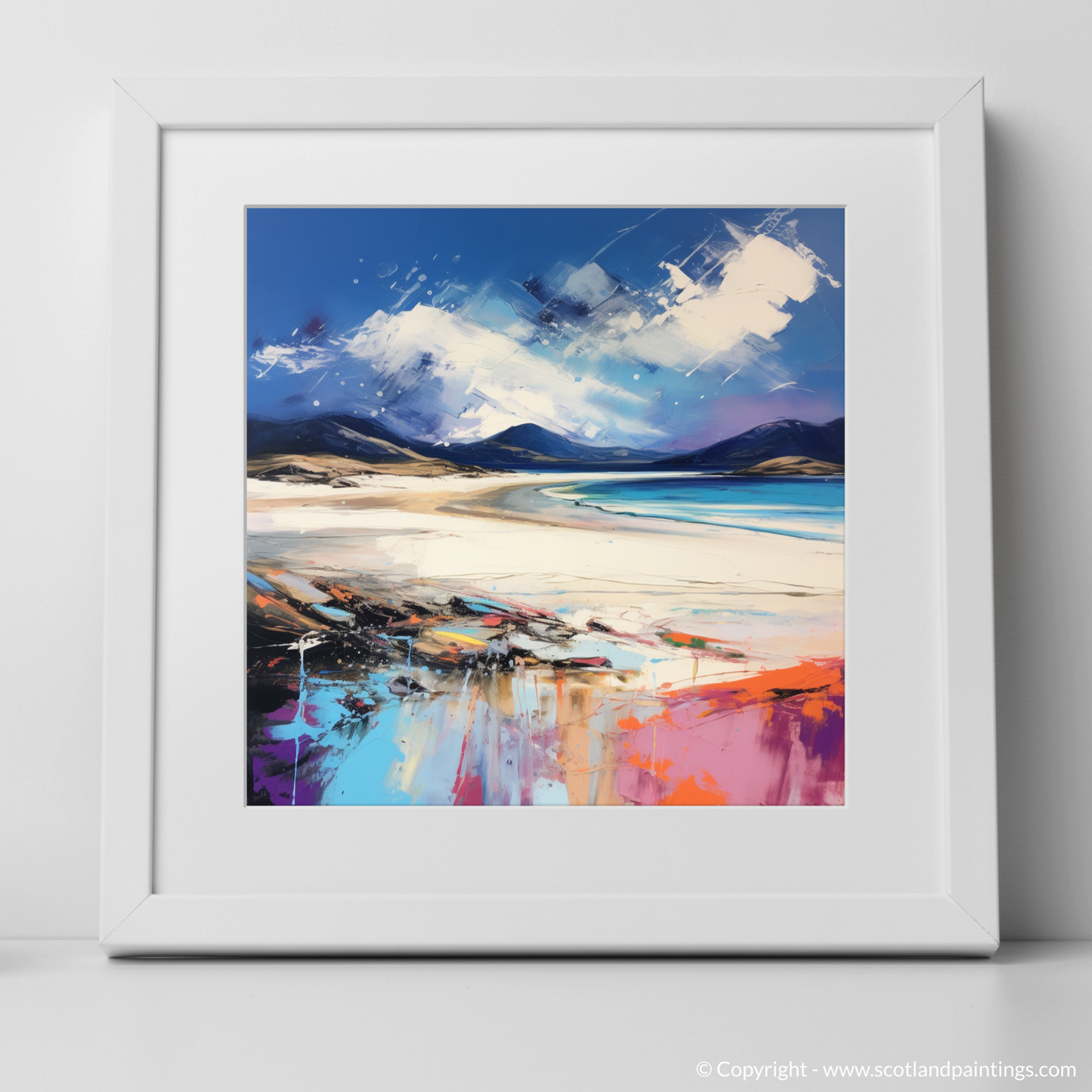 Art Print of Luskentyre Beach, Isle of Harris with a white frame