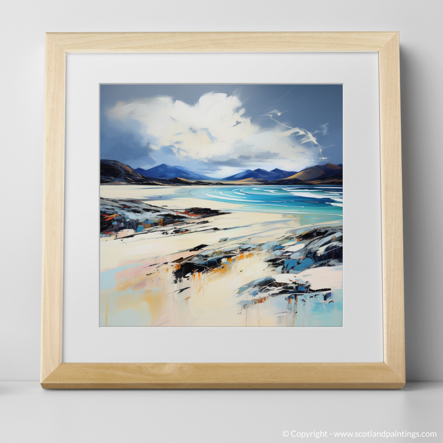 Art Print of Luskentyre Beach, Isle of Harris with a natural frame