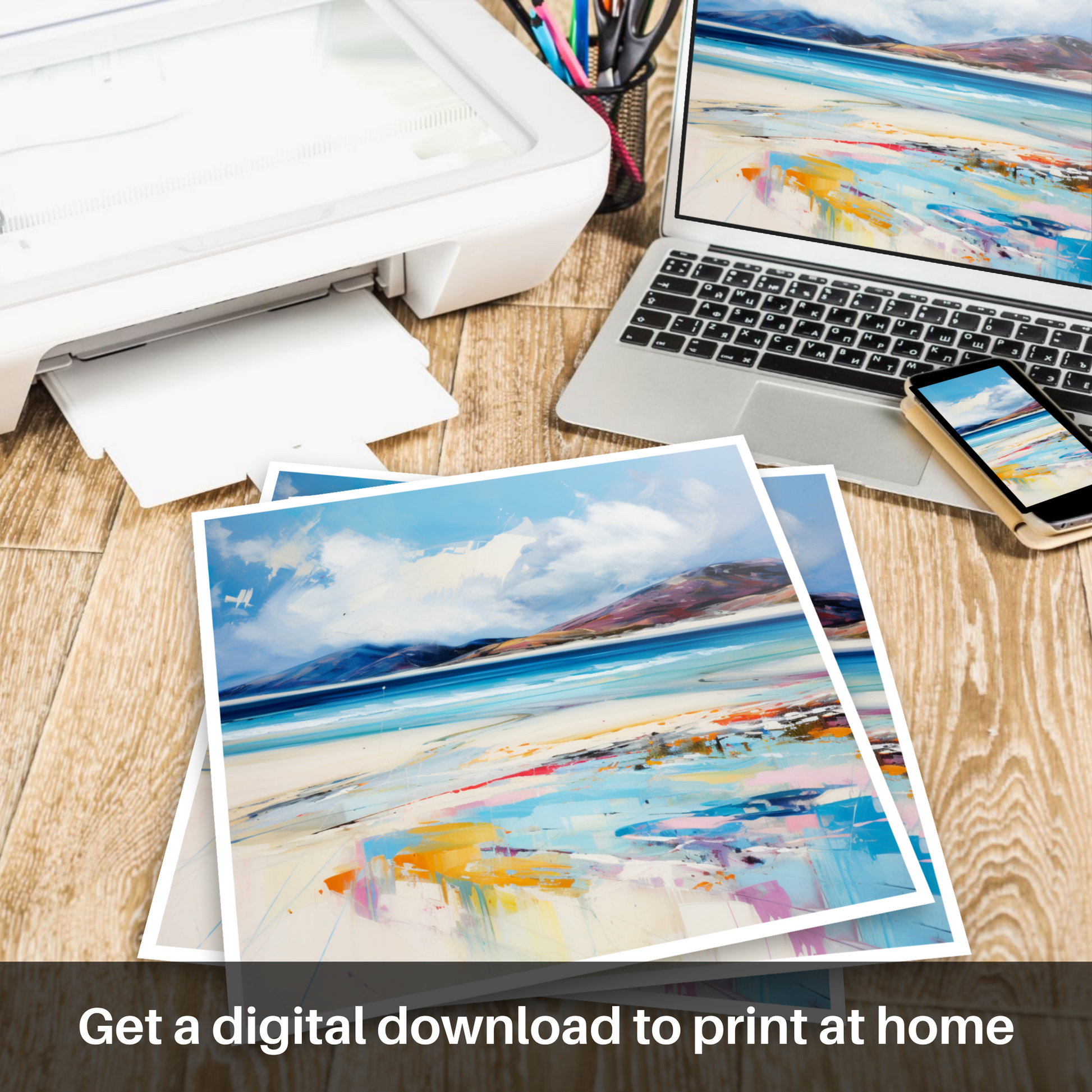 Downloadable and printable picture of Luskentyre Beach, Isle of Harris