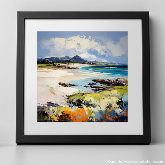 Art Print of Camusdarach Beach, Arisaig with a black frame