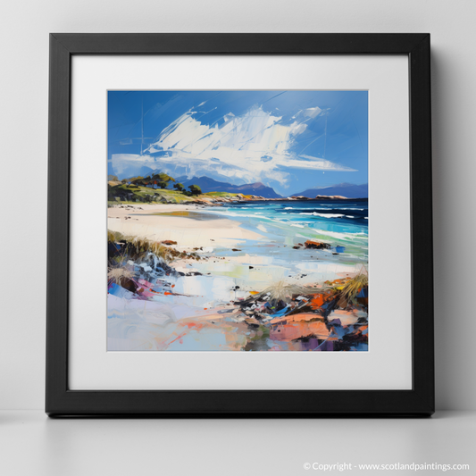 Art Print of Camusdarach Beach, Arisaig with a black frame