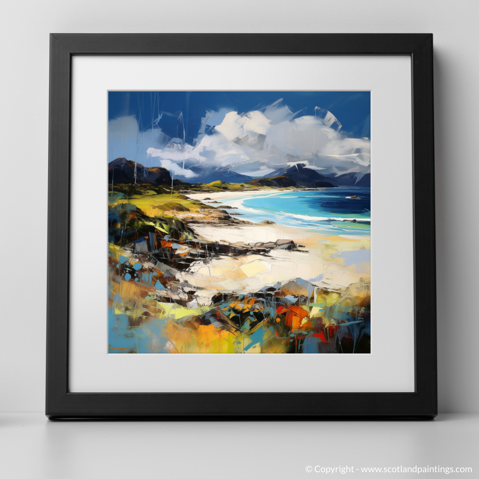 Art Print of Camusdarach Beach, Arisaig with a black frame