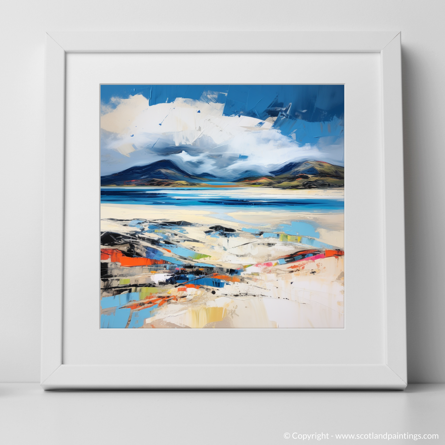 Art Print of Luskentyre Beach, Isle of Harris with a white frame