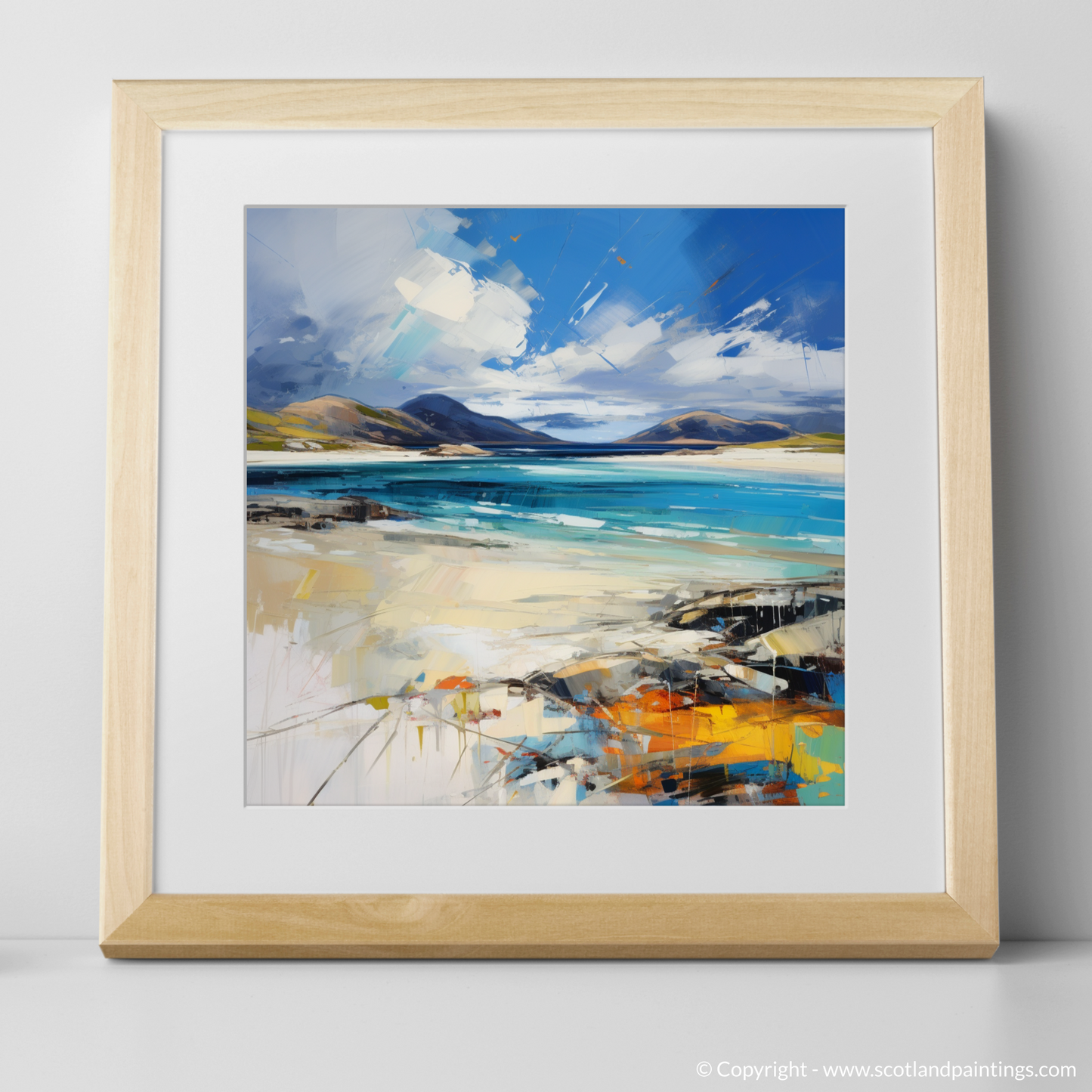 Art Print of Luskentyre Beach, Isle of Harris with a natural frame