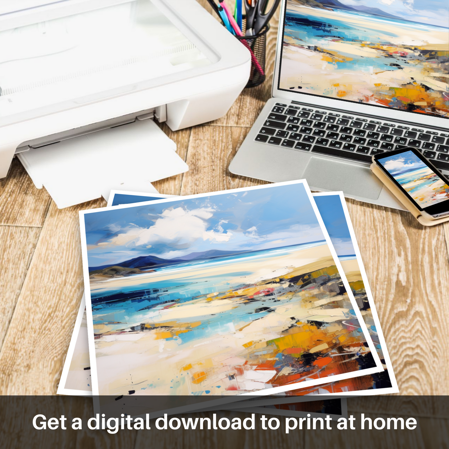 Downloadable and printable picture of Luskentyre Beach, Isle of Harris