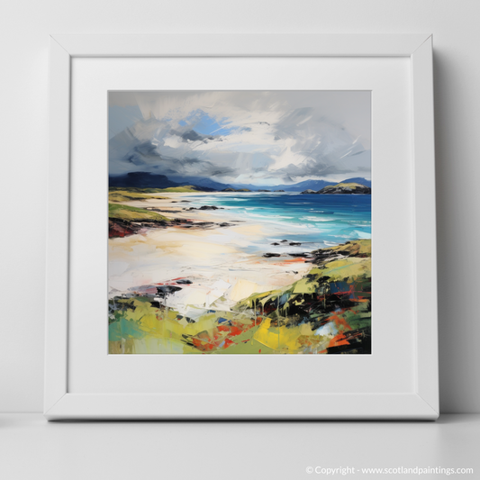 Art Print of Camusdarach Beach, Arisaig with a white frame