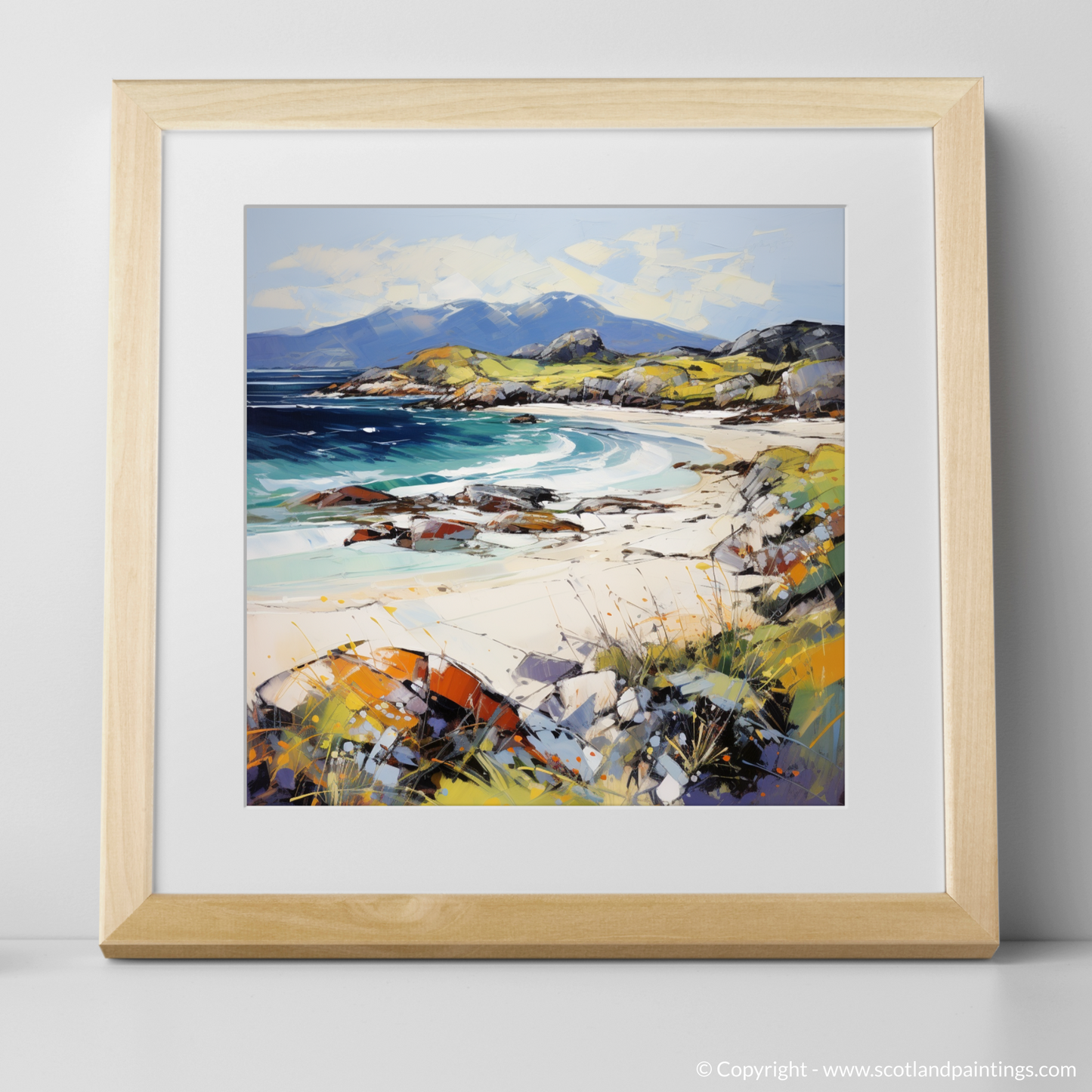 Art Print of Camusdarach Beach, Arisaig with a natural frame