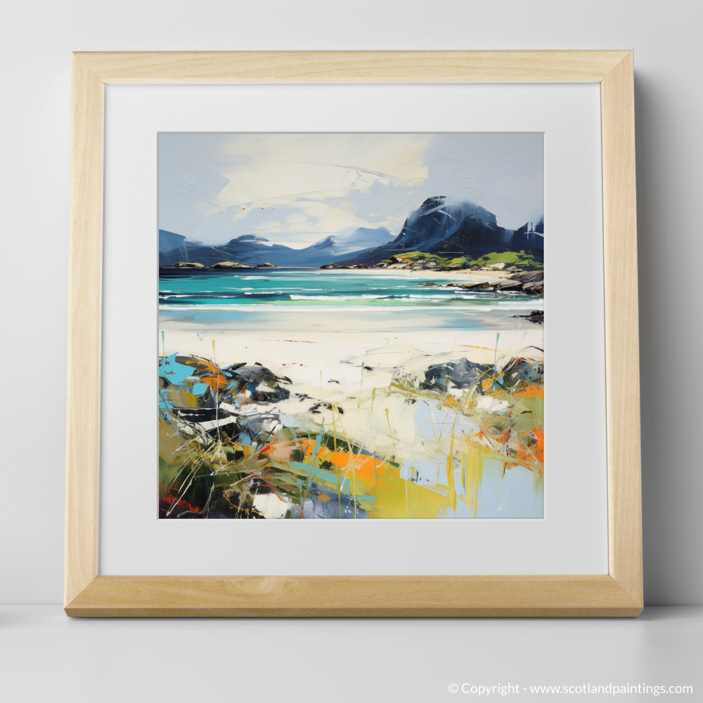 Art Print of Camusdarach Beach, Arisaig with a natural frame