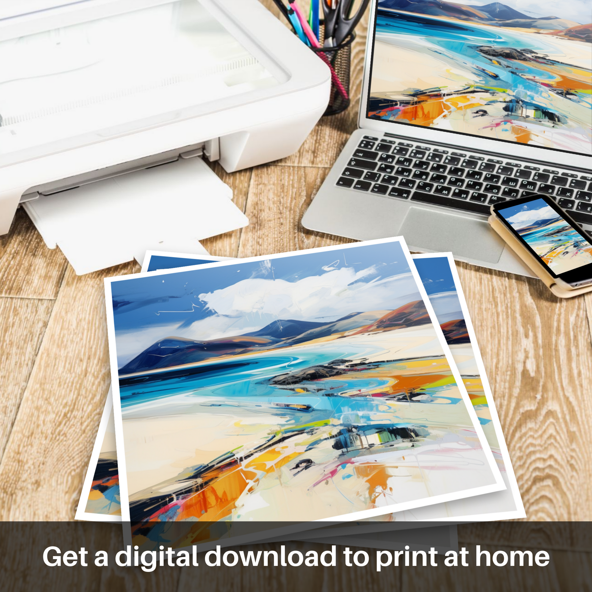 Downloadable and printable picture of Luskentyre Beach, Isle of Harris