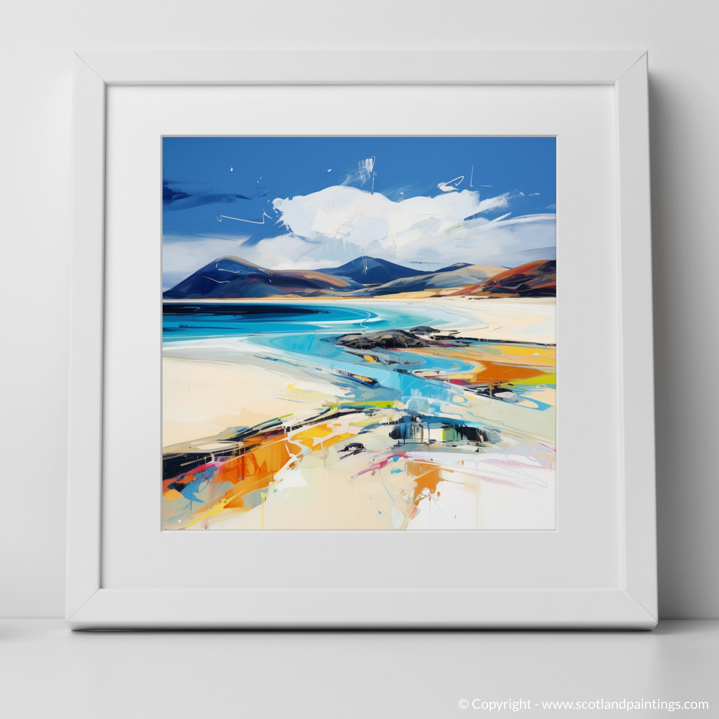 Art Print of Luskentyre Beach, Isle of Harris with a white frame