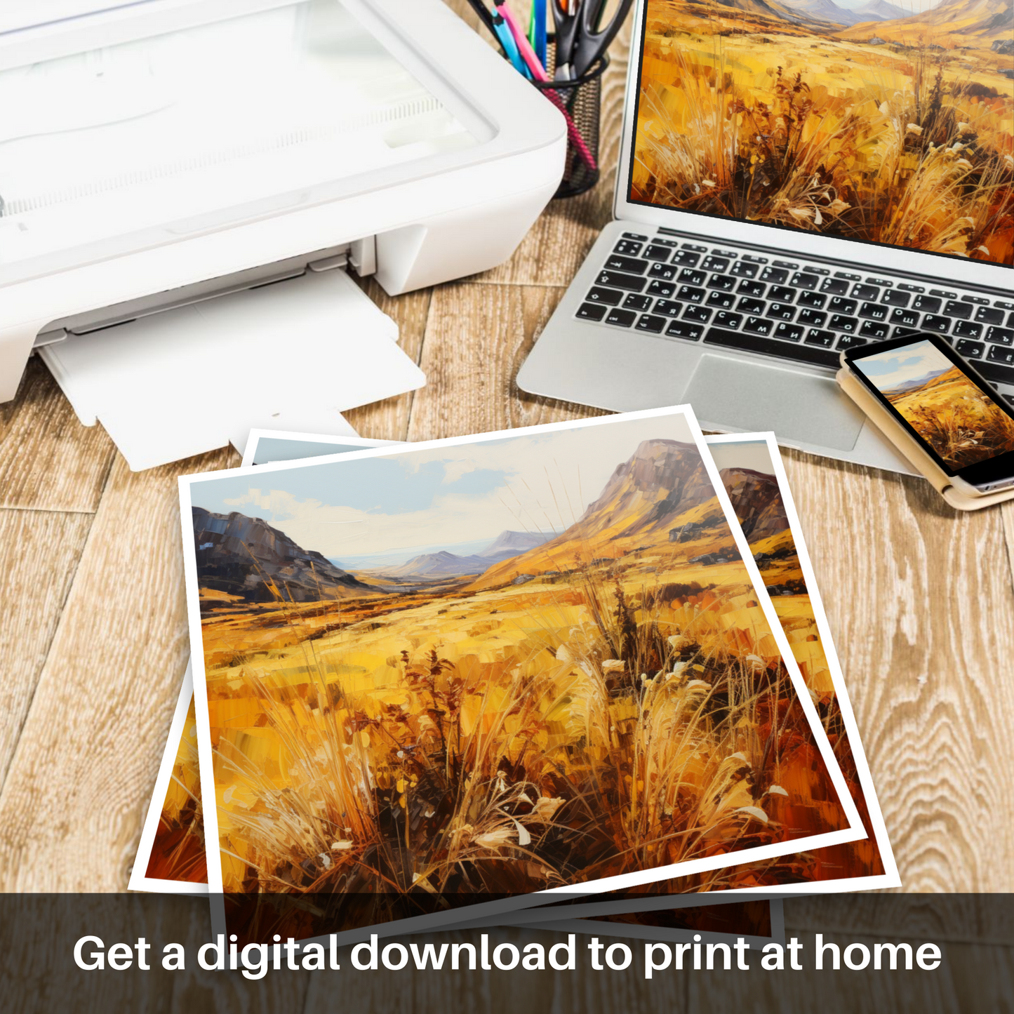 Downloadable and printable picture of Golden bracken in Glencoe