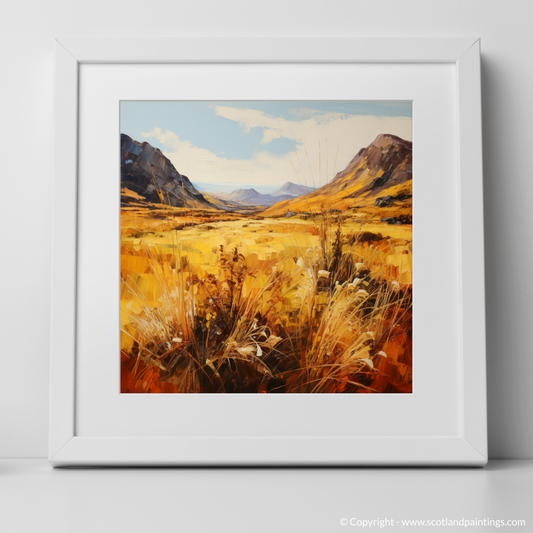 Art Print of Golden bracken in Glencoe with a white frame