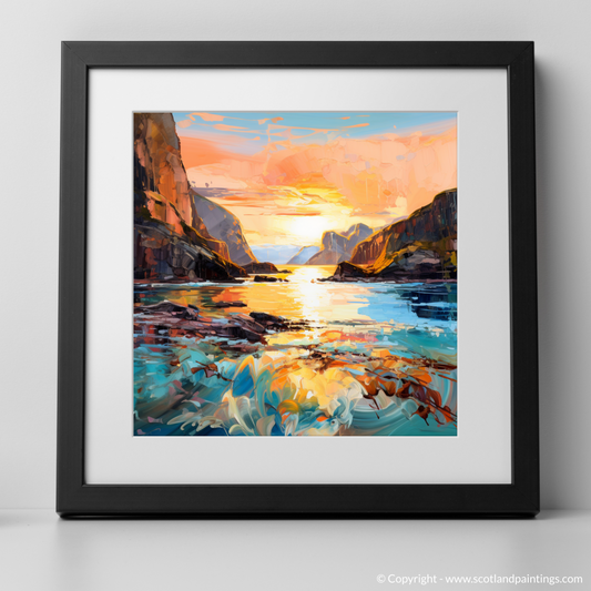 Art Print of Calgary Bay at golden hour with a black frame