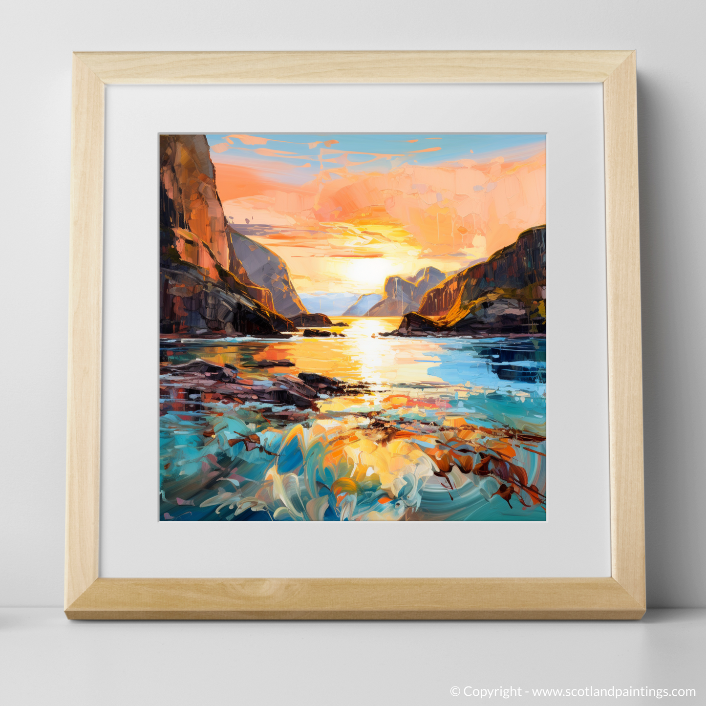 Art Print of Calgary Bay at golden hour with a natural frame