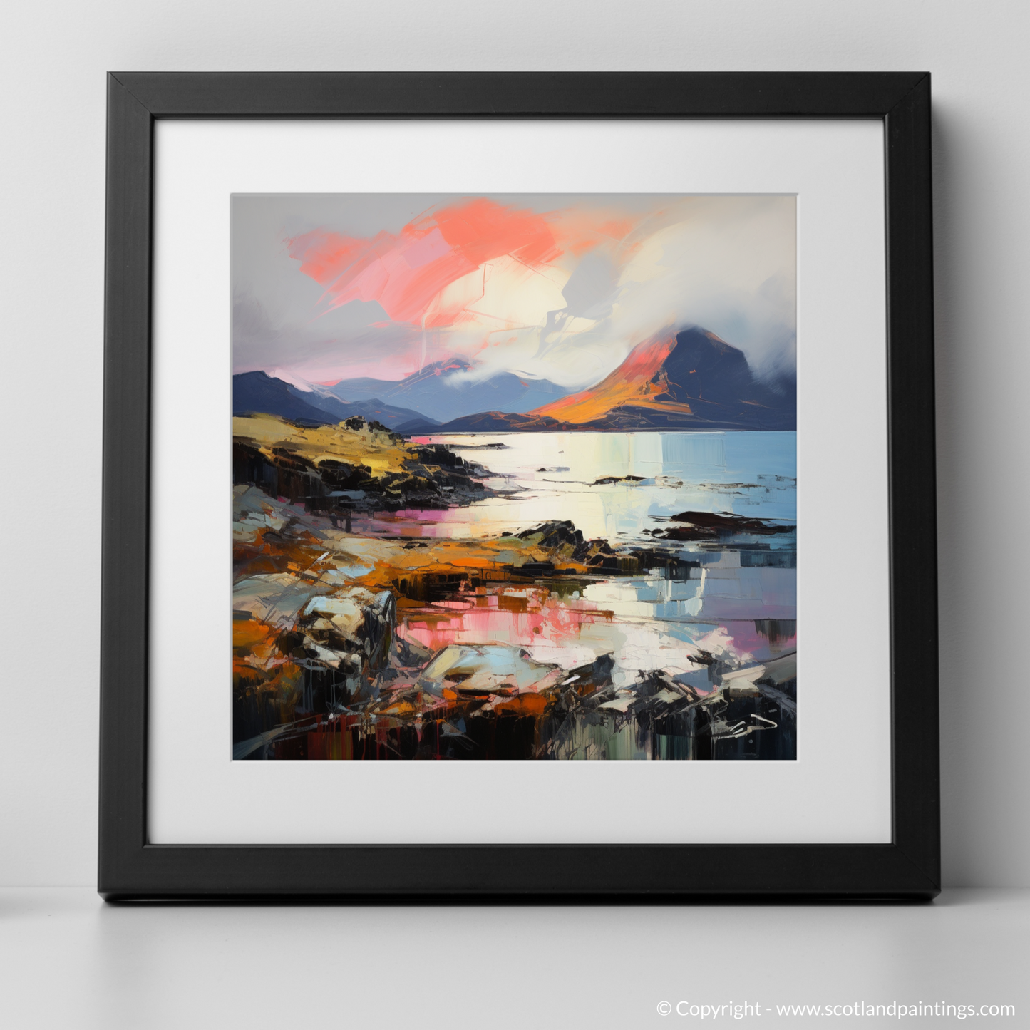 Painting and Art Print of Isle of Rum, Inner Hebrides. Captivating Rum: An Expressionist Ode to Scotland's Wild Terrain.