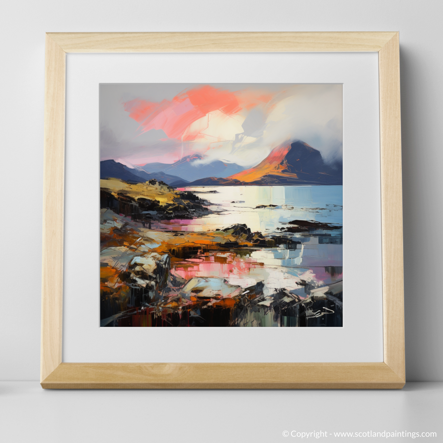 Painting and Art Print of Isle of Rum, Inner Hebrides. Captivating Rum: An Expressionist Ode to Scotland's Wild Terrain.