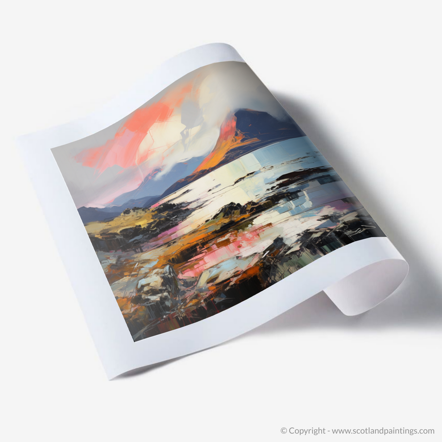 Painting and Art Print of Isle of Rum, Inner Hebrides. Captivating Rum: An Expressionist Ode to Scotland's Wild Terrain.