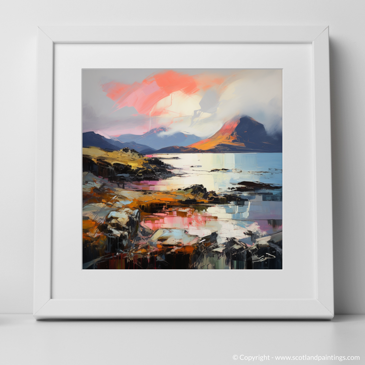 Painting and Art Print of Isle of Rum, Inner Hebrides. Captivating Rum: An Expressionist Ode to Scotland's Wild Terrain.