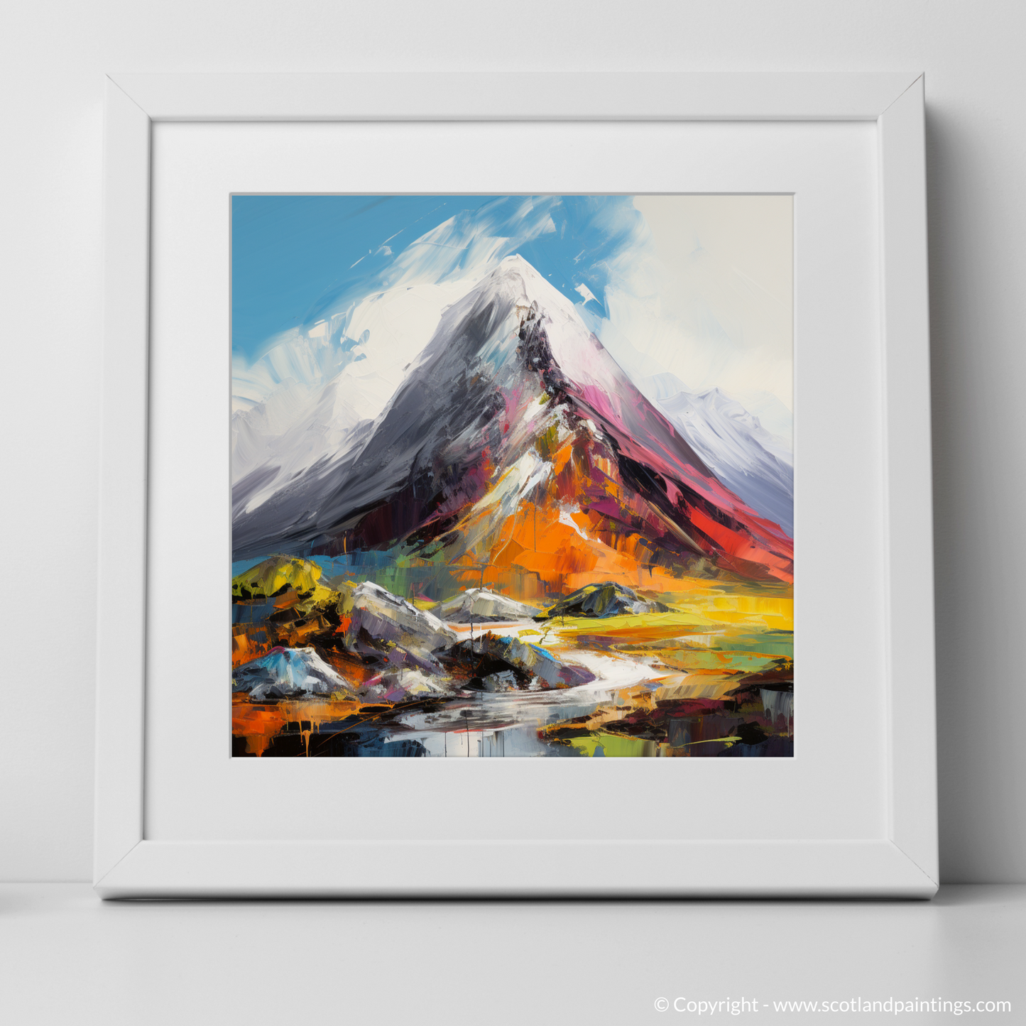 Art Print of Stob Coire Raineach (Buachaille Etive Beag) with a white frame