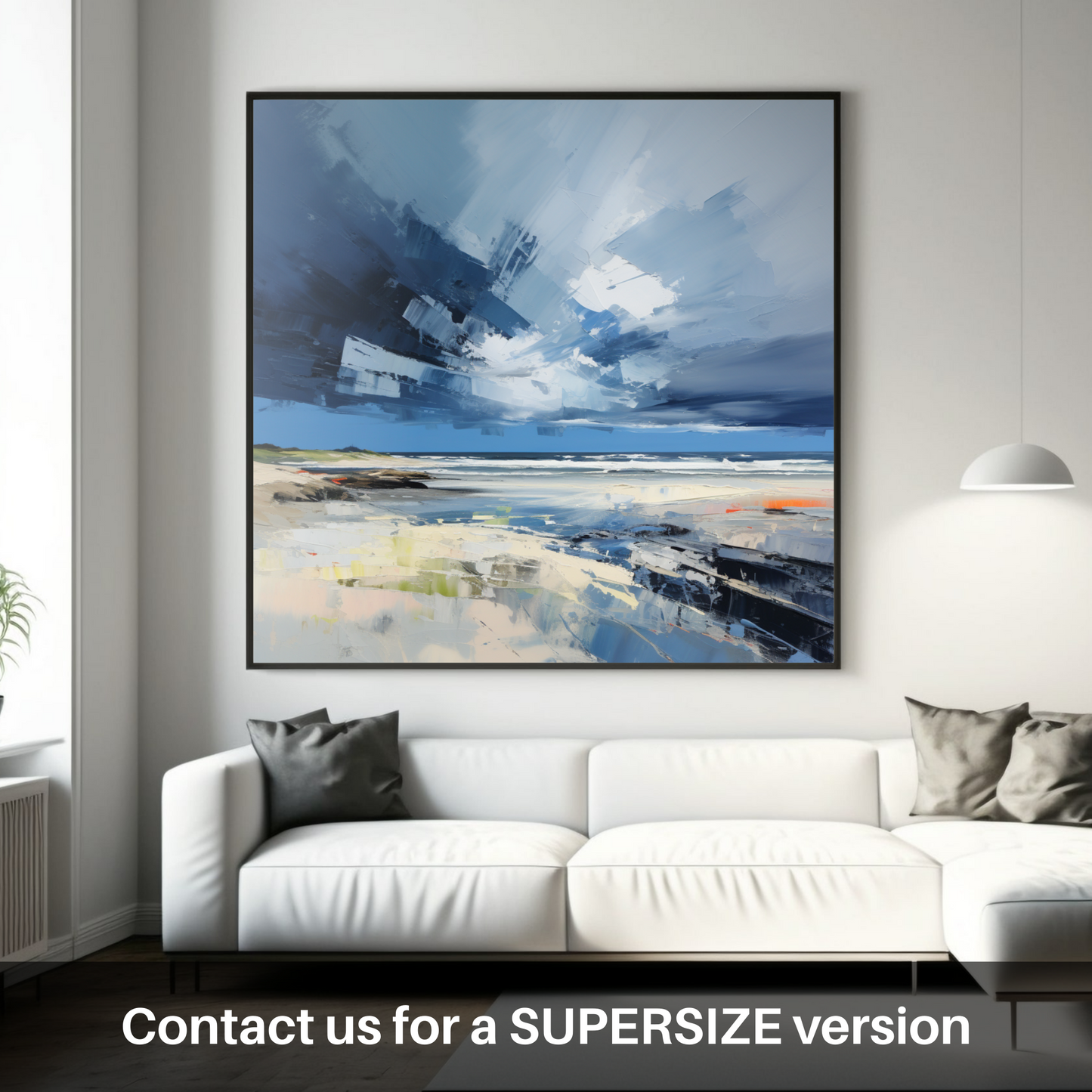 Huge supersize print of St Cyrus Beach with a stormy sky