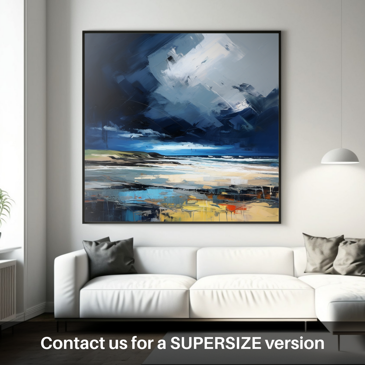 Huge supersize print of St Cyrus Beach with a stormy sky