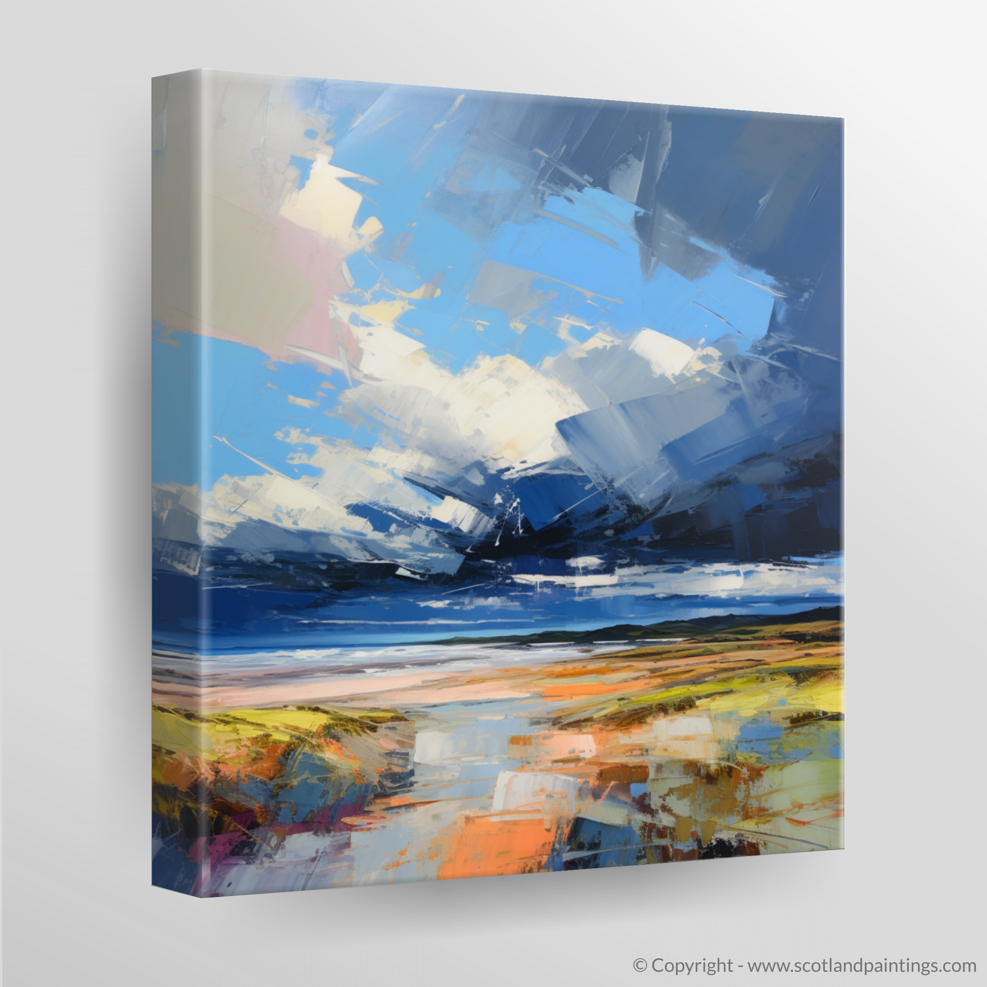 Canvas Print of St Cyrus Beach with a stormy sky