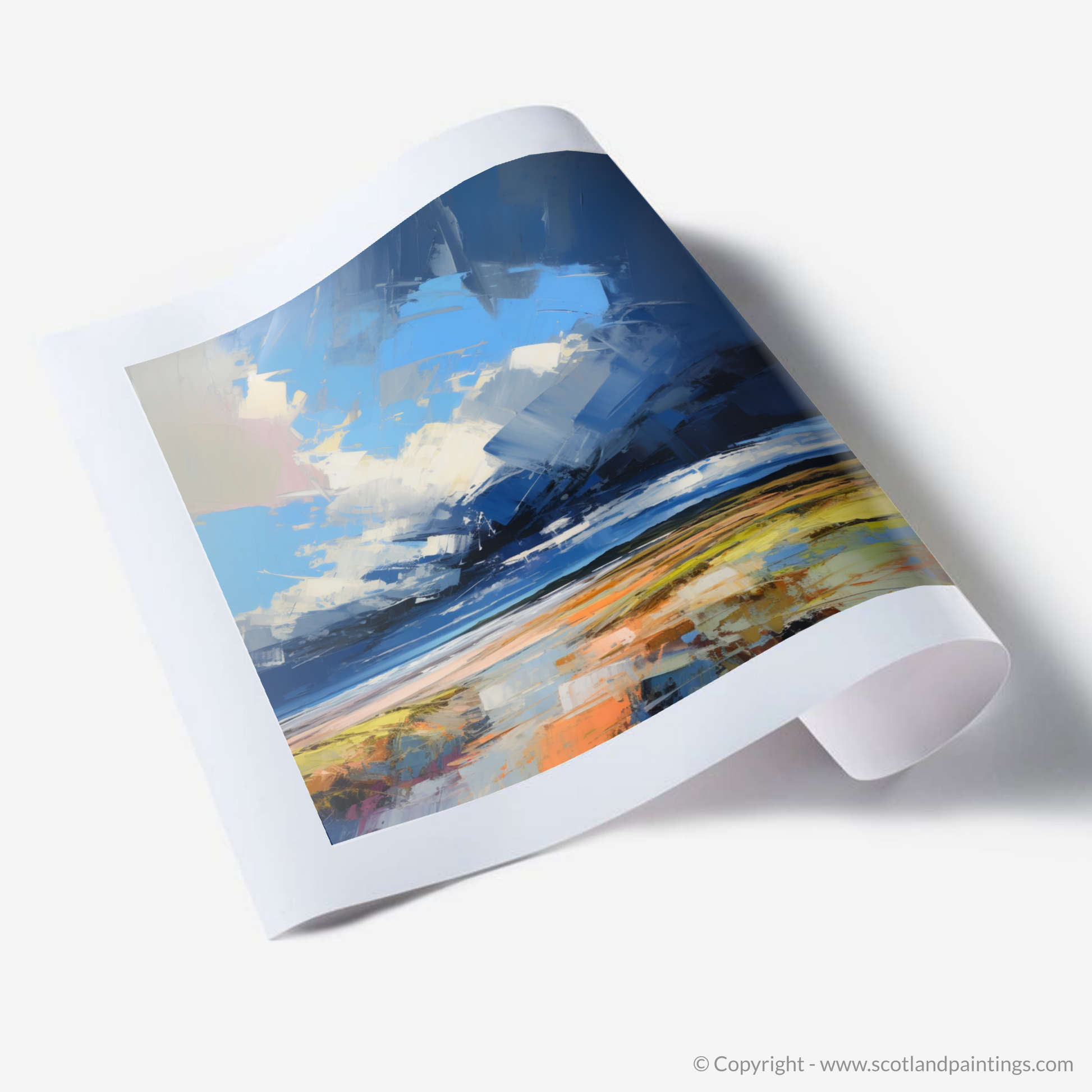 Art Print of St Cyrus Beach with a stormy sky