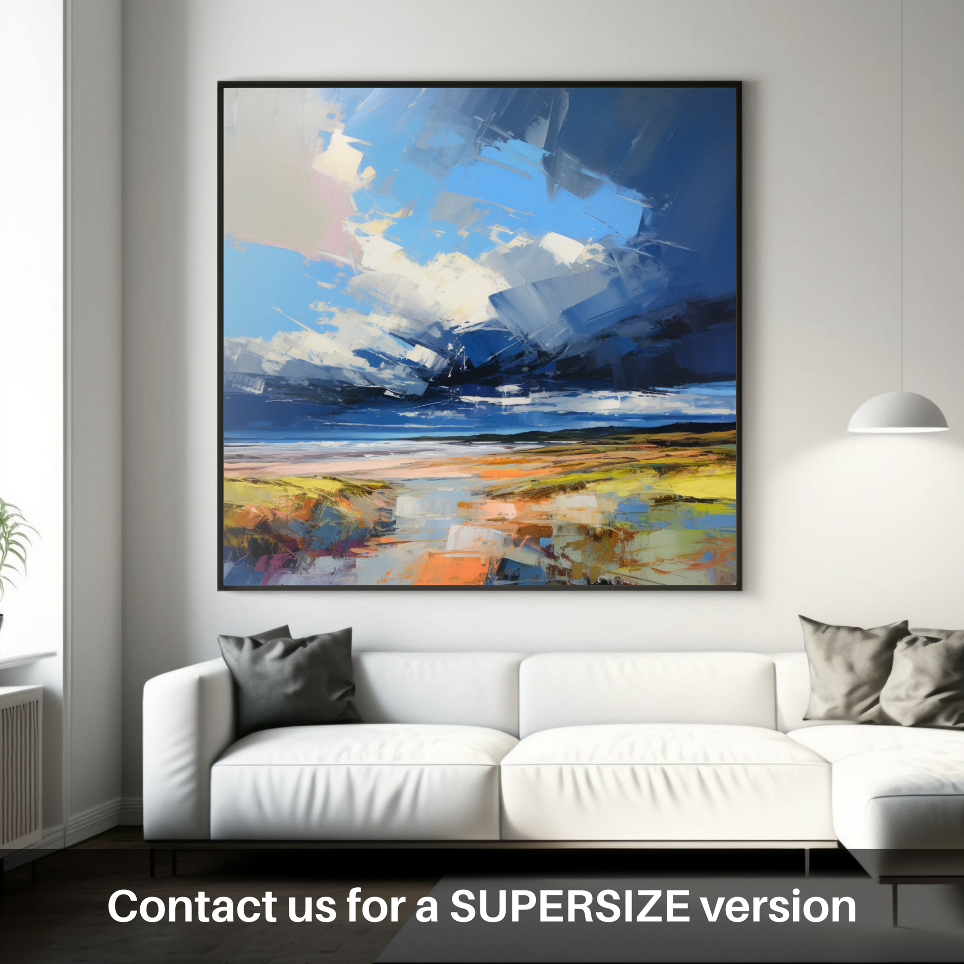 Huge supersize print of St Cyrus Beach with a stormy sky