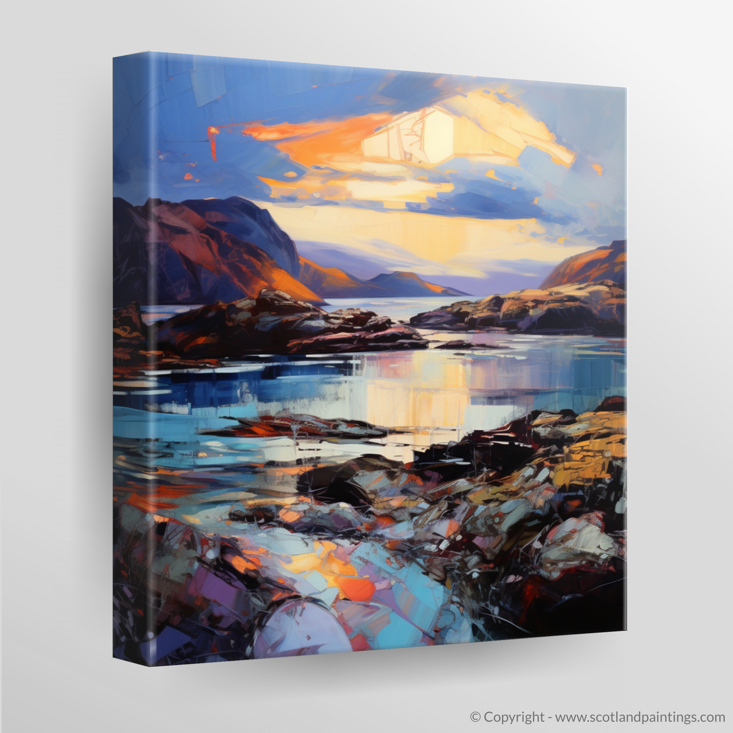 Painting and Art Print of Easdale Sound at dusk. Twilight Embrace at Easdale Sound.