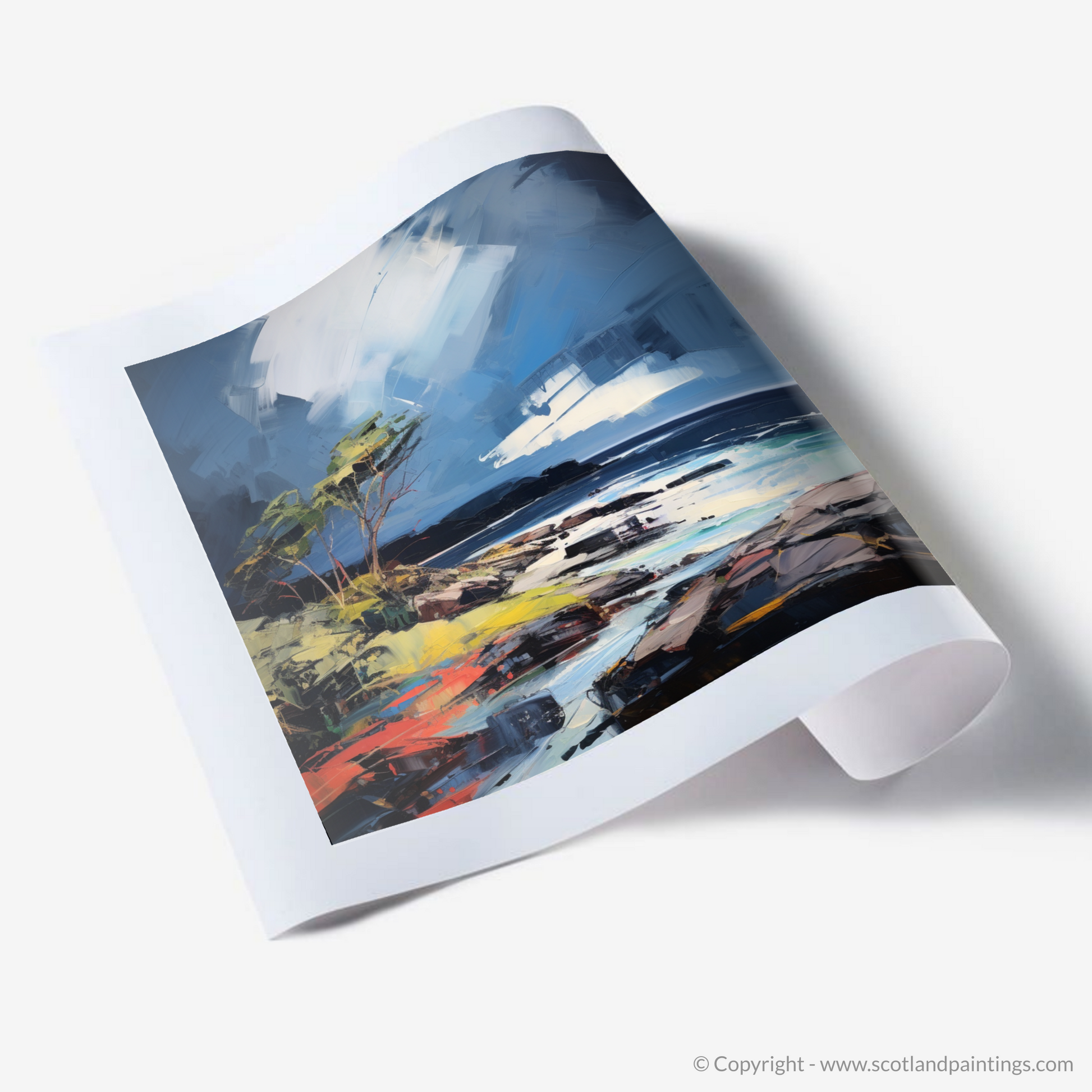 Art Print of Ardtun Bay with a stormy sky