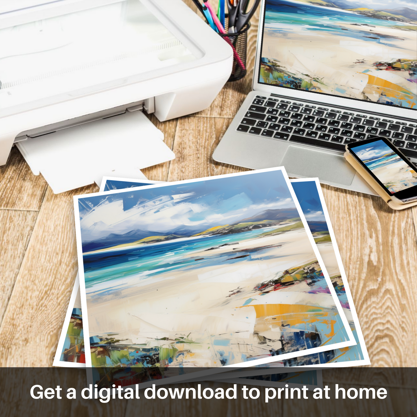 Downloadable and printable picture of Luskentyre Sands, Isle of Lewis