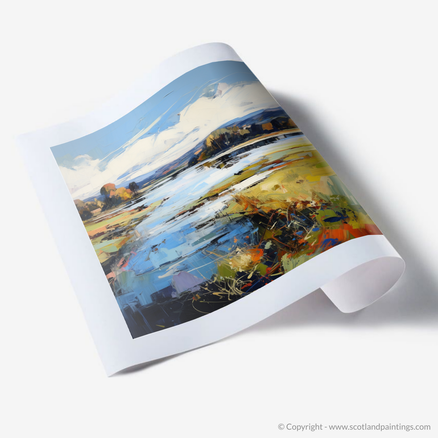 Painting and Art Print of River Nith, Dumfries and Galloway. Vibrant Symphony of the River Nith.