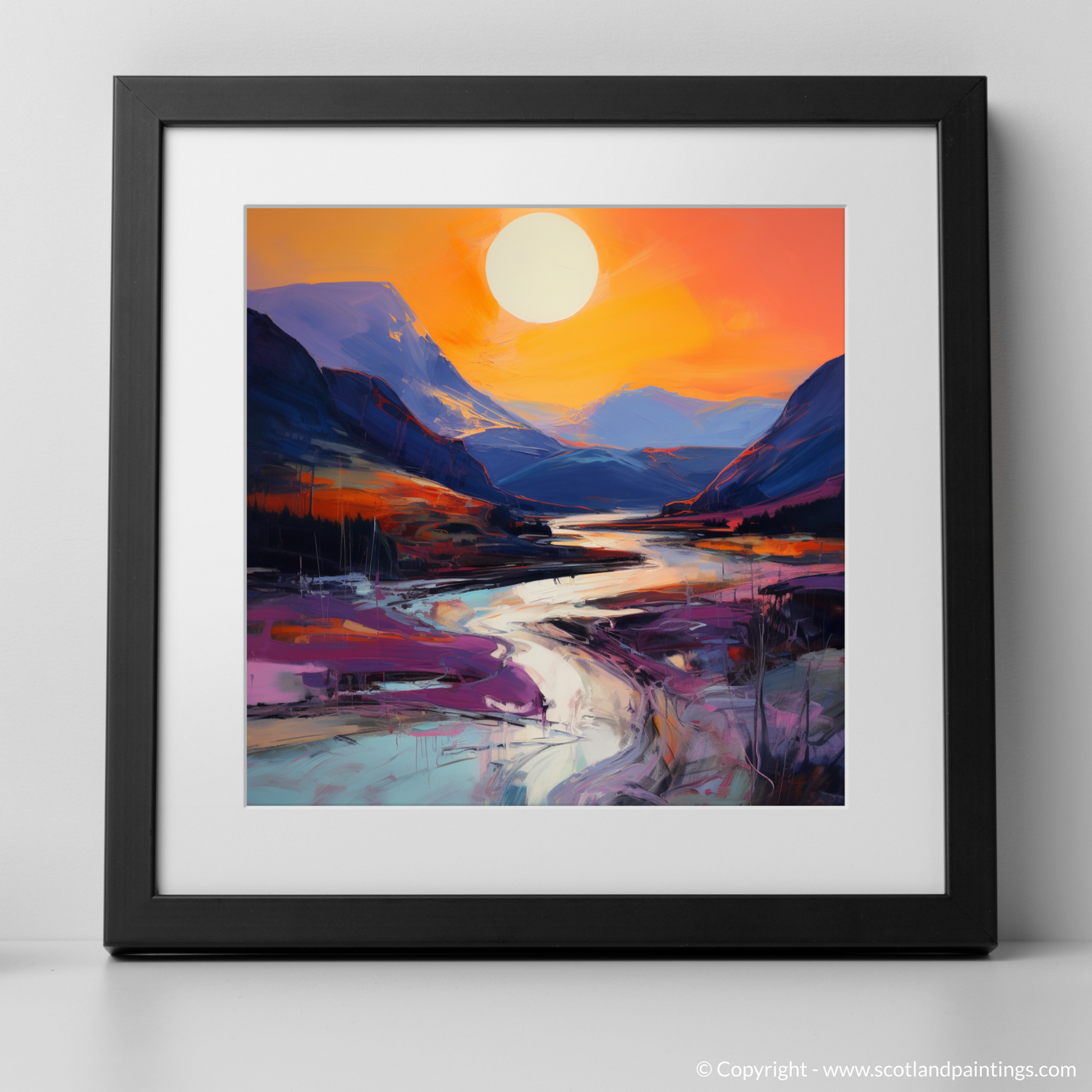 Art Print of Soft twilight on slopes in Glencoe with a black frame