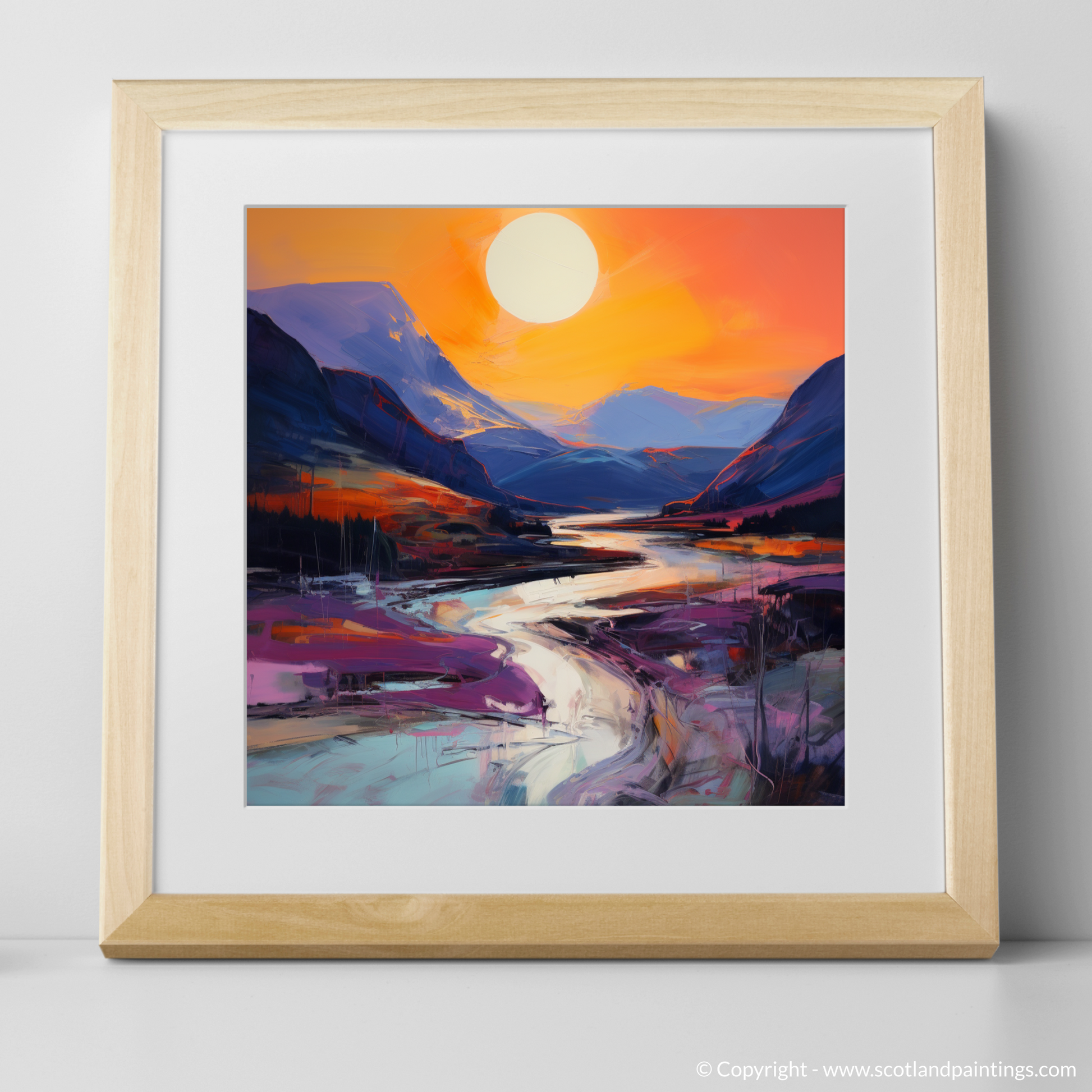 Art Print of Soft twilight on slopes in Glencoe with a natural frame