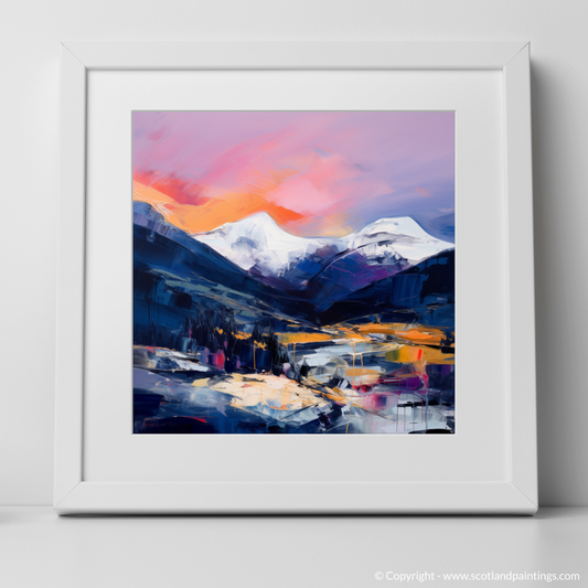 Art Print of Soft twilight on slopes in Glencoe with a white frame