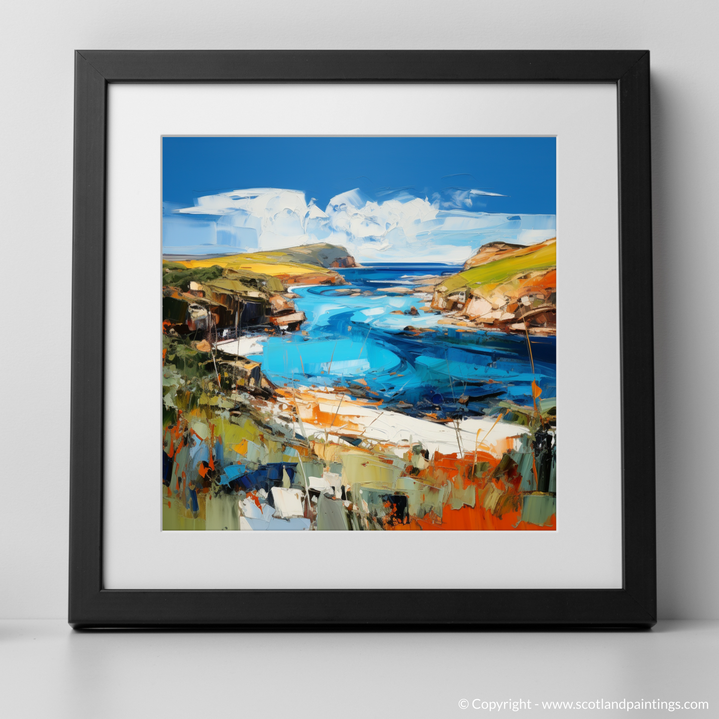 Art Print of Scourie Bay, Sutherland with a black frame