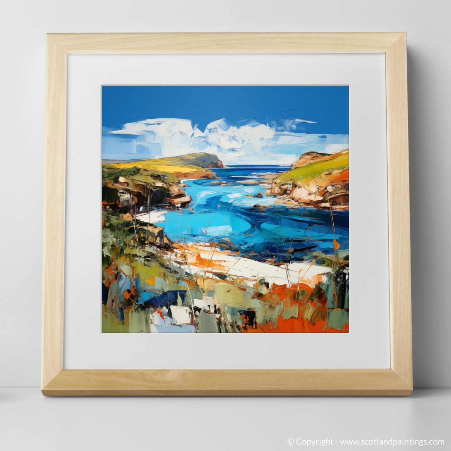 Art Print of Scourie Bay, Sutherland with a natural frame