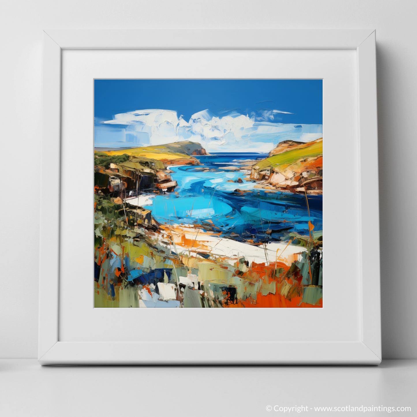 Art Print of Scourie Bay, Sutherland with a white frame