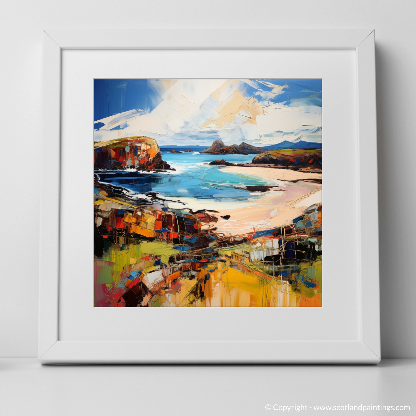 Art Print of Scourie Bay, Sutherland with a white frame